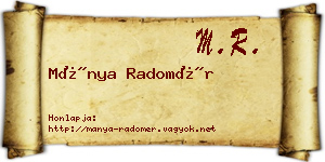 Mánya Radomér névjegykártya